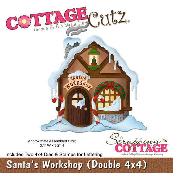 Лезвие CottageCutz - Santa's Workshop, 2 штуки 10х10 см и штампы с буквами