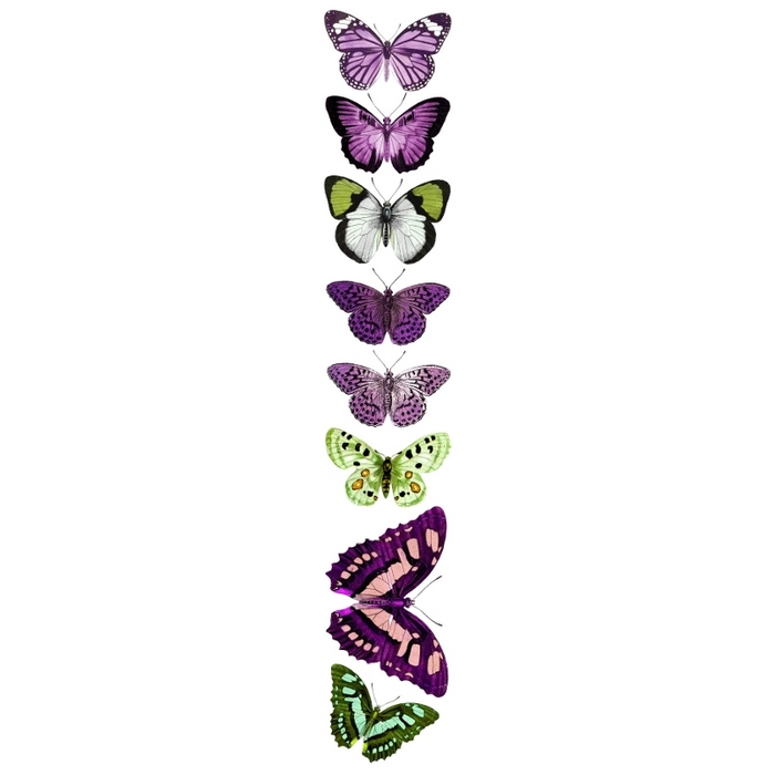 Полоска бумаги UHK Gallery - Friday - бабочки фиолетово-зеленые, двусторонняя, размер 30х5.5 см