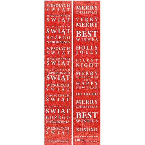 Полоска бумаги UHK Gallery - Loft Christmas, цвет красный, двусторонняя, размер 30х5,5 см