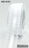 Кружево с лентой White Lace/Satin Center - White, ширина 3,8 см, длина 90 см, цвет белый
