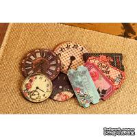 ЦЕНА СНИЖЕНА! Набор деревянных украшений Prima - Часы и билетики - Wood Clocks & Tickets Rosarian