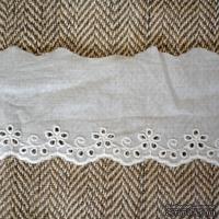 Кружево шитье, цвет белый натуральный, 100% хлопок, ширина 6.5 см, длина 45 см - ScrapUA.com
