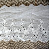 Кружево шитье, цвет белый натуральный, 100% хлопок, ширина 11.5 см, длина 45 см