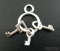 Металлическое украшение &quot;Связка ключей&quot;, серебро, размер 27х12 мм, 1 шт. - ScrapUA.com