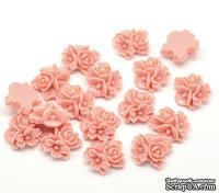 Кабошон "Цветок", цвет розовый, размер 16х16 мм, 1 шт.