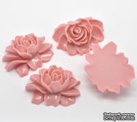 Кабошон "Цветок", цвет розовый, размер 46х36 мм, 1 шт.