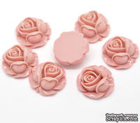 Кабошон "Цветок", цвет розовый, размер 27х27 мм, 1 шт.