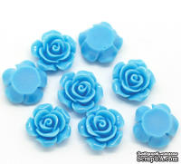 Кабошон "Роза", цвет голубой, размер 14х6 мм, 1 шт.