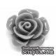 Кабошон "Роза", размер 14x6 мм,  цвет серый,1 шт.
