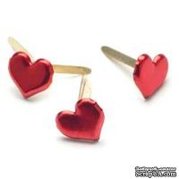 Набор брадсов Creative Impressions - Metallic Red Hearts CI90315, красный металлик, 50 штук - ScrapUA.com