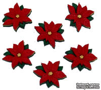 Набор декоративных пуговиц Dress It Up - Red Poinsettias - ScrapUA.com