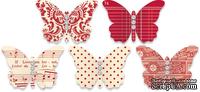 Бабочки из плотного кардстока с рисунком Jenni Bowlin Embellished Butterflies - Red, 5 штук, цвет красный
