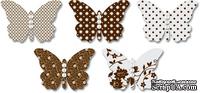 Бабочки из веллума с рисунком Jenni Bowlin Vellum Embellished Butterflies - Brown, 5 штук, цвет коричневый