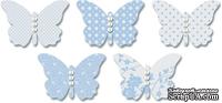 Бабочки из веллума с рисунком Jenni Bowlin Vellum Embellished Butterflies - Blue, 5 штук, цвет голубой