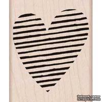 Резиновый штамп Hero Arts - Striped Heart, на деревянном блоке
