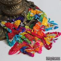 Бабочки, двухслойные, с глиттером, микс цветов: радужный, 6x см, 10 шт. - ScrapUA.com