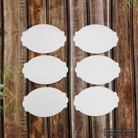 Вырубка из белого картона - набор фигурных овалов, 7,5 см х 4,5 см, 6 штук - ScrapUA.com