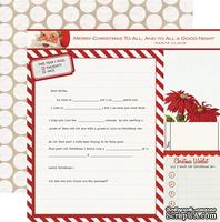 Лист двусторонней скрапбумаги Teresa Collins Designs - Santa's List - Santa's Letter, размер 30х30 см.