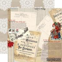 Лист двусторонней скрапбумаги Teresa Collins Designs - Santa's List - Postcard, размер 30х30 см.