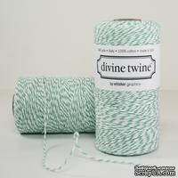 Хлопковый шнур от Divine Twine - Aqua, 1 мм, цвет бирюза/белый, 1 м - ScrapUA.com