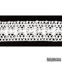 Кружево вязаное, цвет белый, ширина 25 мм, длина 90 см - ScrapUA.com
