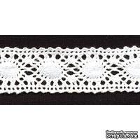 Кружево вязаное, цвет белый, ширина 26 мм, длина 90 см - ScrapUA.com