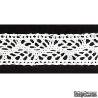 Кружево вязаное, цвет белый, ширина 22 мм, длина 90 см - ScrapUA.com