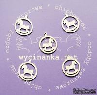 Чипборд от  Wycinanka  - Медальоны  с лошадкой,  3,5x4 см, 5 шт. - ScrapUA.com