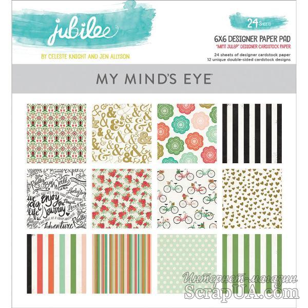 Набор двусторонней скрапбумаги My Mind's Eye - Jubilee Mint Julep - Pad, 15х15 см, 24 листа - ScrapUA.com
