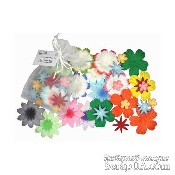 Декоративные бумажные цветочки разных цветов, 2-5 см, 25 шт. - ScrapUA.com
