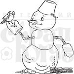 Штамп от Питерского скрапклуба - Снеговик С Птичкой