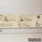 Лента от Thailand - Natural Style Bicycle Eiffel Tower Tree Sewing Machine Girl Print Cotton Ribbon Label String, 1 метр - ScrapUA.com