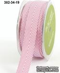Лента Twill and Stripes, MAUVE, цвет розовый/белый, ширина 1,9 см, длина 90 см