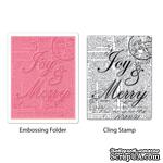 Папка для тиснения и резиновый штамп от Sizzix - Textured Impressions Embossing Folder w/Stamp - Joy & Merry Set