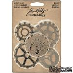 Набор металлических украшений Tim Holtz - Idea-Ology Metal Gadget Gears, 5 штук, шестеренки - ScrapUA.com