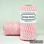 Хлопковый шнур от Divine Twine - Coral, 1 мм, цвет коралловый/белый, 1м - ScrapUA.com