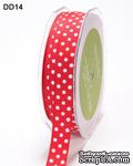 Лента GrosGrain/Dots, цвет красный/белый, ширина 1, 6 см, 90 см - ScrapUA.com