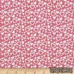 Ткань 100% хлопок - Сердечки белые на розовом, 45х55 см