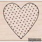 Резиновый штамп Hero Arts - Polka Dot Heart , на деревянном блоке