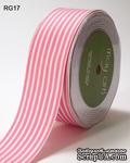 Лента  PINK/WHITE STRIPES, цвет розовый/белый, RG-5-17, ширина 3,8см, длина 90 см - ScrapUA.com