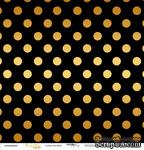 Лист односторонней бумаги с золотым тиснением от Scrapmir - &quot;Golden Dots Black&quot; из коллекции Every Day, 30x30 см - ScrapUA.com