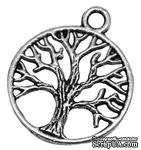 Металлическое украшение &quot;Дерево&quot;, античное серебро, размер 24х20 мм, 1 шт - ScrapUA.com