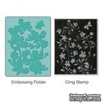 Папка для тиснения и резиновый штамп от Sizzix - Тextured Impressions Embossing Folder w/Stamp - Floral Wreath Set - ScrapUA.com