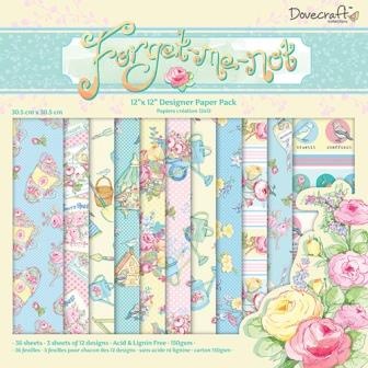 Набор бумаги от Dovecraft - Forget Me Not, 30×30 см, 36 листов