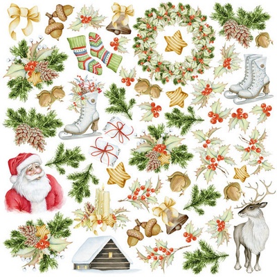 Аркуш з картинками для вирізання. Набір Awaiting Christmas, ТМ Фабрика Декору