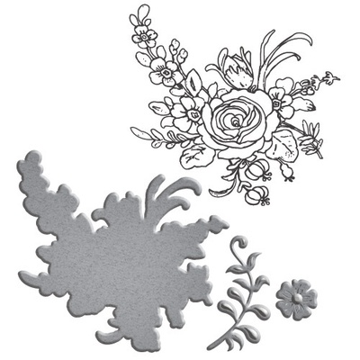Ніж для вирубки + штампи від Spellbinders - Flower Bouquet