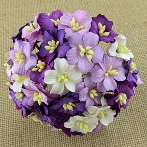 Цветы яблони, цвет фиолетовый микс, 2-2,5 см, 50 шт