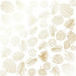 Аркуш одностороннього паперу з фольгуванням Golden Tropical Leaves White,ТМ Фабрика Декору