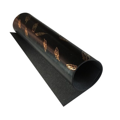 Відріз екошкіри з тисненням золотою фольгою Golden Feather Glossy Black, 50см х 25см, ТМ Фабрика Декору