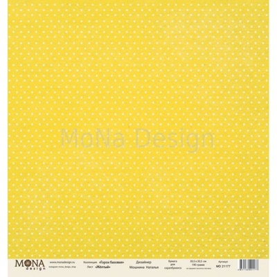 Лист односторонней скрапбумаги от Mona Design - "Базовый горох" лист "Горох желтый", 30,5х30,5 см